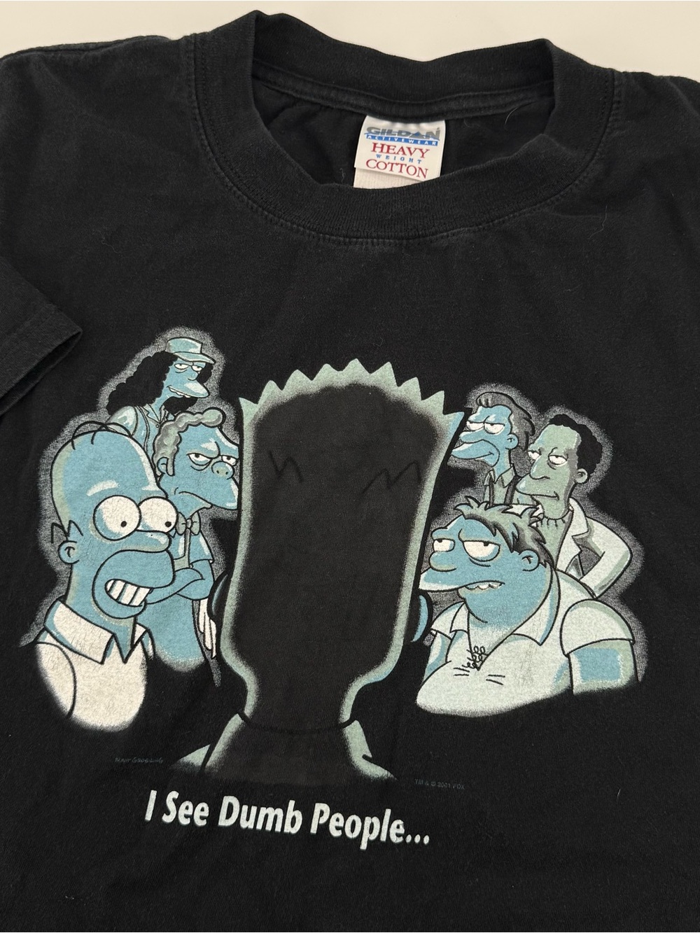 Vintage Simpsons Shirt I See Dumb People Graphic Tee XL Black 2001 Bart Homer